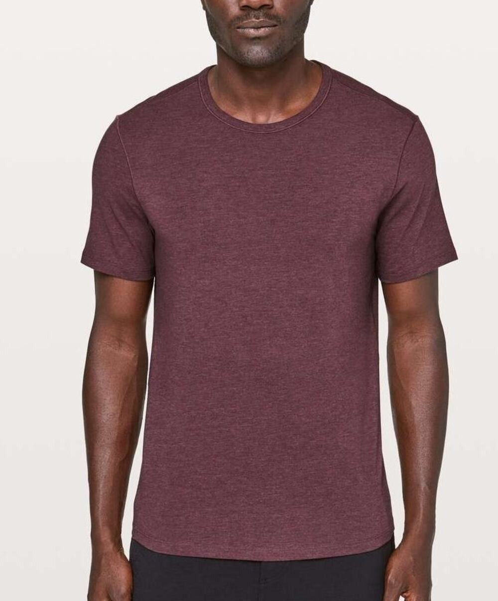 Lululemon Mens 5 Year Basic Tee Shirt Size Medium Heathered Maroon Garnet Casual